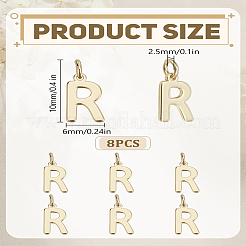 真鍮製チャーム8個  丸カン付き  文字L  18KGP本金メッキ  文字r  10x5.5x1mm  穴：2.5mm&nbsp;KK-LP0001-85R