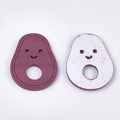 塗装ポプラウッドペンダント  人形  サクランボ色  25x19x2mm  穴：1.5mm&nbsp;WOOD-T021-30D