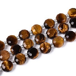 天然石タイガーアイビーズ連売り  フラットラウンド  ファセットコインビーズ  シードビーズで  8~9x8~9x5~6mm  穴：1~1.2mm  約19~20個/連  7.48~7.68''（19~19.5センチメートル）&nbsp;G-B153-B17