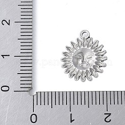 304ステンレススチールチャーム  太陽のチャーム  変色防止  ステンレス鋼色  15x13x2.5mm  穴：1.4mm&nbsp;STAS-E548-06P