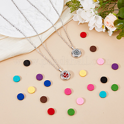 2 Sets Alloy Hollow Essential Oil Diffuser Perfume Locket Pendant 304 Stainless Steel Chain Necklaces&nbsp;NJEW-HS0001-22B