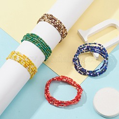 5Pcs Glass Seed Beaded Stretch Bracelets Set&nbsp;BJEW-JB09576