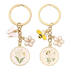 合金エナメル＆アクリルキーホルダー  鉄パーツ  蝶  ゴールドカラー  8.2cm&nbsp;KEYC-YW00136-01