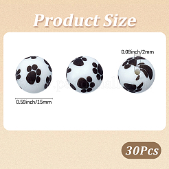 30Pcs Printed Round Silicone Focal Beads&nbsp;SIL-SC0003-29A