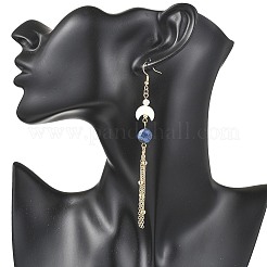 天然石ダングルピアス  女性用304ステンレススチール製ピアスフックとトロカスシェル付き  109x12mm&nbsp;EJEW-JE06813