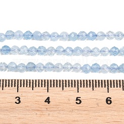 天然石アクアマリンビーズ連売り  ラウンド  多面カット  グレードAA  3.5mm  穴：0.5mm  約108個/連  14.96''（38センチメートル）&nbsp;G-RM250101-B31