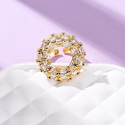 Brass Micro Pave Cubic Zirconia Cuff Rings&nbsp;RJEW-D323-02G