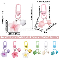 8Pcs Flower & Turtle & Starfish Synthetic Turquoise Pendant Decorations&nbsp;HJEW-BM0001-31