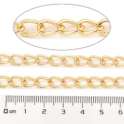 酸化アルミニウムカーブチェーン  溶接されていない  スプールで  ゴールドカラー  10x6x1.4mm  約131.23フィート（40m）/ロール&nbsp;CHA-D001-03G