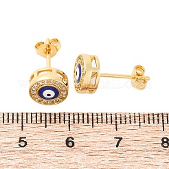 ブルーイービルアイブラススタッドピアス  女の子の女性のためのキュービックジルコニアピアス  18KGP本金メッキ  8mm  ピン：0.7mm&nbsp;ZIRC-Z017-01G