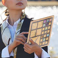 竹製のジュエリーディスプレイケース  フェルトビーズデザインボード付き  バリーウッド  33x23x1.9cm  20.3x30.4x0.8cm&nbsp;DIY-BC0014-25B