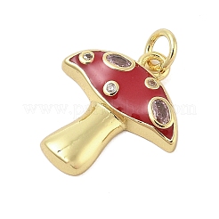Mushroom Rack Plating Brass Micro Pave Cubic Zirconia Pendants&nbsp;KK-Z074-15G