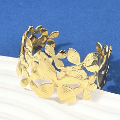 304 Stainless Steel Cuff Bangles for Women&nbsp;BJEW-Z097-08G