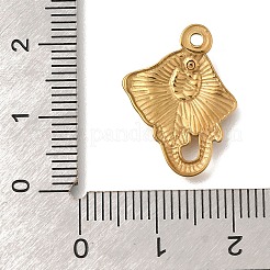 イオンプレーティング（IP）304ステンレスペンダント  エイチャーム  ゴールドカラー  20.5x15.5x2mm  穴：1.5mm&nbsp;STAS-M075-25G
