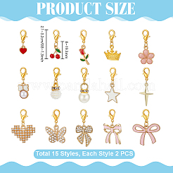 30Pcs 15 Styles Alloy & ABS Imitation Pearl Shoes Charms&nbsp;HJEW-PH02407