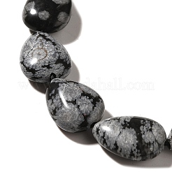 天然石スノーフレークオブシディアンビーズ連売り  ティアドロップ  13.5~14x10~10.5x5mm  穴：1mm  約27~28個/連  37.3~38.3cm&nbsp;G-I377-A28
