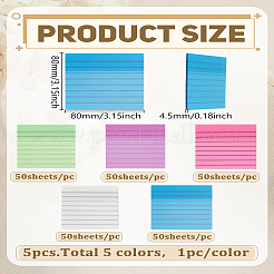 5Pcs 5 Colors Square PET Line Pad Sticky Notes&nbsp;AJEW-LP0006-76