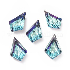 エンボスガラスラインストーンペンダント  多面カット  凧  バミューダブルー  19x12x5.5mm  穴：1.2mm&nbsp;GLAA-J101-01B-001BB