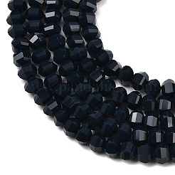 オペークガラスビーズ連売り  ロンデル  多面カット  プルシアンブルー  5x6x5mm  穴：1.2mm  約98個/連  17.32''（44センチメートル）&nbsp;GLAA-G125-01C-07