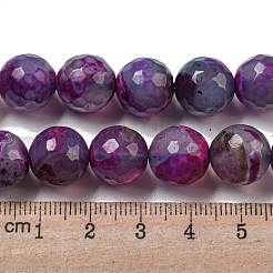 ファセット天然ファイヤーアゲートクラックルビーズ連売り  ラウンド  染め＆加熱  暗い蘭  11.5mm  穴：1.6mm  約31個/連  14.76''（37.5センチメートル）&nbsp;G-F447-12mm-N01