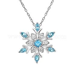 Alloy Pave Cubic Zirconia Christmas Snowflake Pendants Necklaces for Women&nbsp;FS-WG170D7-01
