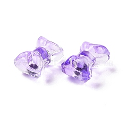 透明なスプレー塗装ガラスビーズ  蝶結び  青紫色  10x14x8mm  穴：1mm&nbsp;GLAA-I050-11B