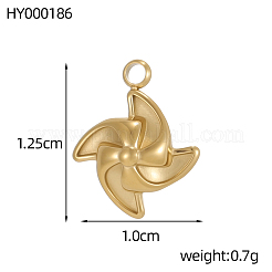 304ステンレススチールチャーム  風車チャーム  イオンプレーティング（ip）  14KGP本金メッキ  12x10mm  穴：1.5mm&nbsp;STAS-OY015-83G