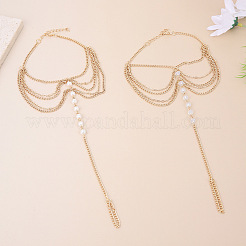 Alloy & Faceted Plastic Beads MultiLayer Tassel Toe Ring Anklets for Women&nbsp;FS-WG23F33-02
