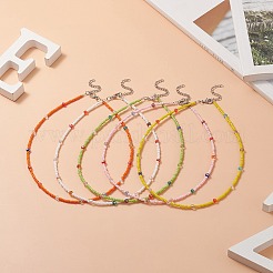 Glass Seed Beaded Necklace for Women&nbsp;NJEW-JN04258