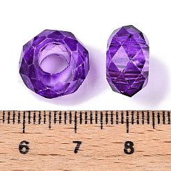 ガラスヨーロピアンビーズ  大穴ビーズ  芯金がない  ロンデル  青紫色  14x8mm  穴：5mm&nbsp;GDA007-03