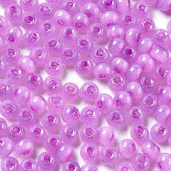 ガラスシードビーズ  模造キャットアイ  ロンデル  ミディアム蘭  4x3.3mm  穴：1.4mm&nbsp;X1-SEED-M011-02A-10