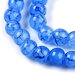 ガラスビーズ連売り  クラックルスタイル  ラウンド  イミテーション翡翠  ドジャーブルー  6~6.5mm  穴：1.5mm  約135~140個/連  31.8インチ（80.7cm）&nbsp;DGLA-S115-6mm-YS14