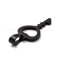 イオンプレーティング（IP）304ステンレスペンダント  ハートキー  電気泳動黒  30x16x2mm  穴：9x5mm&nbsp;STAS-D188-05EB