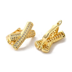 Criss Cross Shape Rack Plating Brass Micro Pave Cubic Zirconia Hoop Earrings Finding&nbsp;KK-E084-41G