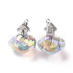 UV Plating Rainbow Iridescent Transparent Acrylic Pendants&nbsp;OACR-P014-02P-02