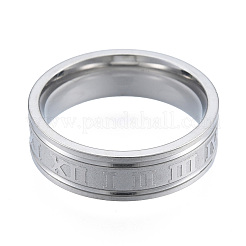 変色しない201ステンレススチール製ローマ数字女性用指輪  ステンレス鋼色  内径：17mm&nbsp;RJEW-N043-08P