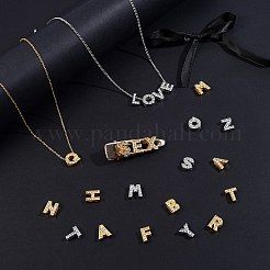 2セット2スタイル環境にやさしい亜鉛合金スライドチャーム  ラインストーン付き  プラチナメッキ  アルファベット  プラチナ·ゴールデン  1セット/スタイル&nbsp;ALRI-SZ0001-02