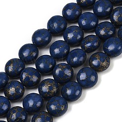 合成ハウライト模造ラピスラズリビーズ  フラットラウンド  染め  ブルー  10x7mm  穴：1.4mm  約39個/連  15.28''（38.8センチメートル）&nbsp;G-S393-12A-10mm