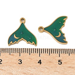 304ステンレススチールエナメルペンダント  イオンプレーティング（ip）  海のテーマ  ゴールドカラー  魚尾  15x15x2mm  穴：1.6mm&nbsp;STAS-Z139-03G-07
