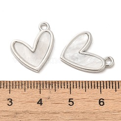 アクリルパーツ  合金ループ付き  ハート  プラチナ  17x15x1.8mm  穴：1.6mm&nbsp;PALLOY-P303-14P