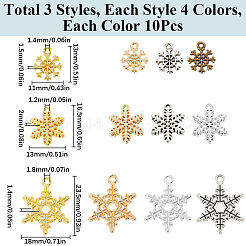 120本12スタイルアロイペンダント  スノーフレーク  ミックスカラー  13~23.5x11~18x1.4~2mm  穴：1.2~1.8mm  10個/スタイル&nbsp;FIND-SC0011-95