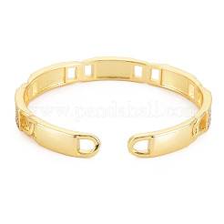 Cubic Zirconia Rectangle Open Cuff Bangle&nbsp;BJEW-S141-024