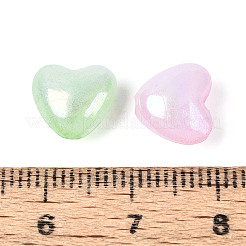 プラスチックビーズ  ハート  ABカラーメッキ  ミックスカラー  9x10x5.5mm  穴：1.7mm  約2500個/500g&nbsp;KY-N025-07