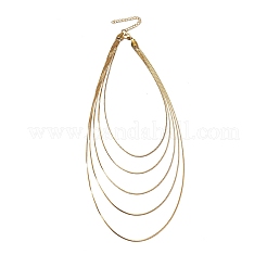 304 Stainless Steel Box Chain Multi Layered Necklaces for Women&nbsp;NJEW-U025-01G-03