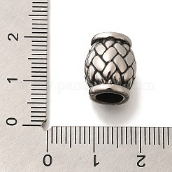304ステンレススチールヨーロピアンビーズ  大穴ビーズ  バレル  アンティークシルバー  14x11.5mm  穴：6mm&nbsp;STAS-G350-15AS