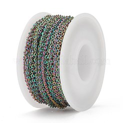 イオンプレーティング（IP）304ステンレススチールアズキチェーン  スプールで  ハンダ付け  テクスチャ  虹色  2x1.8x0.3mm  約32.8フィート（10m）/ロール&nbsp;CHS-N002-02A-MC