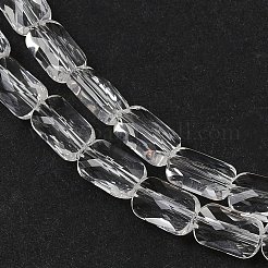 透明ガラスビーズ連売り  長方形  多面カット  透明  7x4.5x3.5mm  穴：0.9mm  約79~80個/連  21.65''~22.24''（55~56.5センチメートル）&nbsp;X-GLAA-Z018-C16