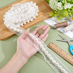 2Yards Netting Fabric Beaded Trim Ribbon&nbsp;OCOR-ME0001-64A-01
