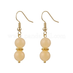 Round Natural Yellow Jade Dangle Earrings&nbsp;EJEW-JE06464