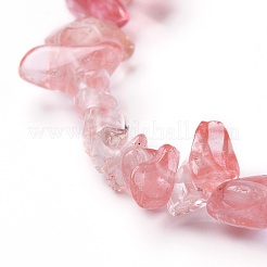 Cherry Quartz Glass Chip Beads Stretch Bracelets&nbsp;BJEW-JB05765-02